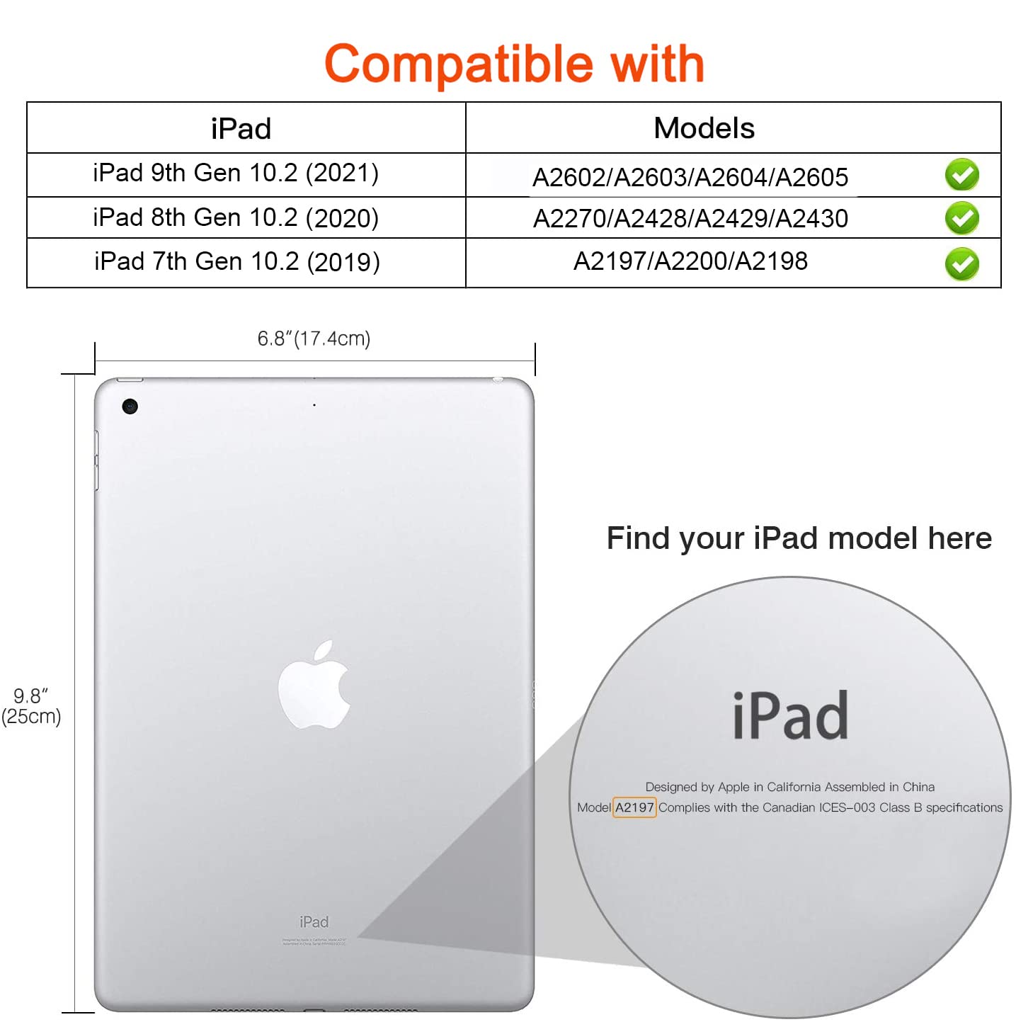 Rotating Case For 9Th Generation Case 2021 / Ipad 8Th Generation 2020 / 7Th Generation 10.2'' 2019, 360 Degree Rotating Multi An