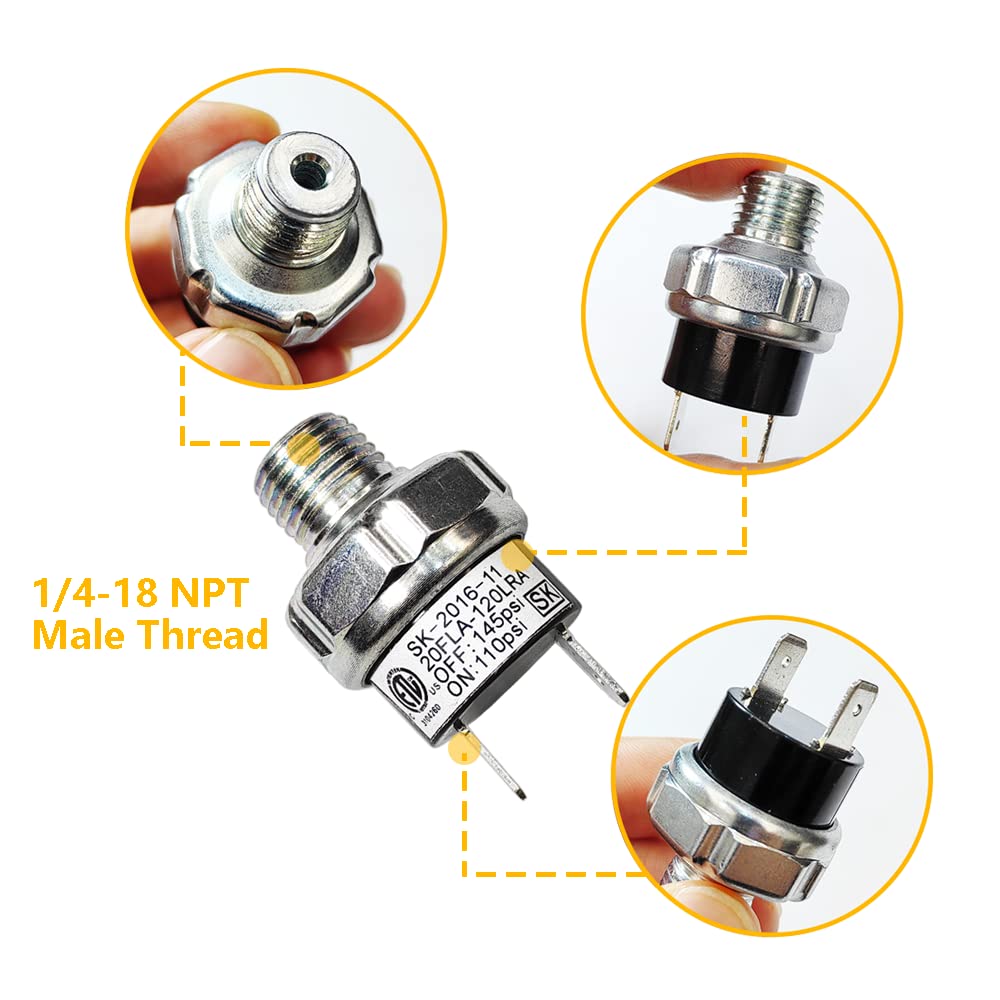 Pair Of Air Pressure Switch 110 145 Psi Tank Mount Type Thread 1/4'' Npt 12V 24V Dc Air Compressor Pressure Switch For Air Train