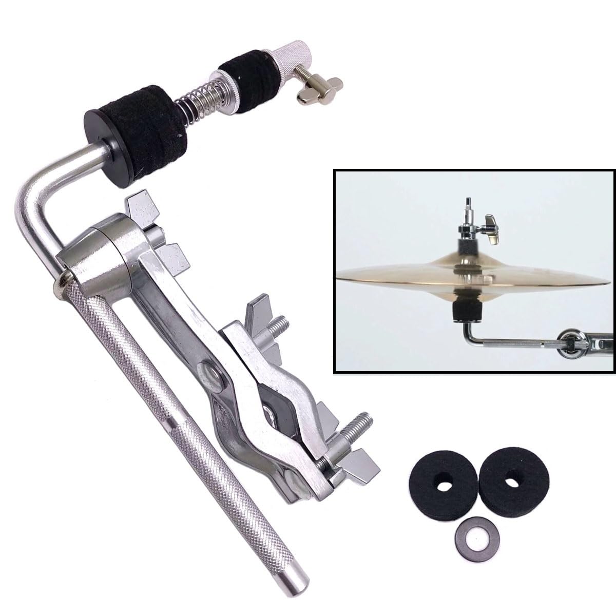Tuoren Cymbals Clamp Cymbal Extension Arm And Clamp Cymbal Attachment Compatible With Hi-Hat Cymbal Drum Set Clamp Drum Extensio