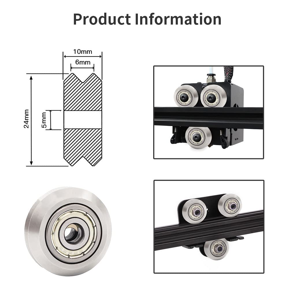 Simax3D Openbuilds Stainless Steel V Slot Wheel   625Zz Bearing Pulley Metal Double V Gear Aluminum Extrusion 3D Printer Parts [