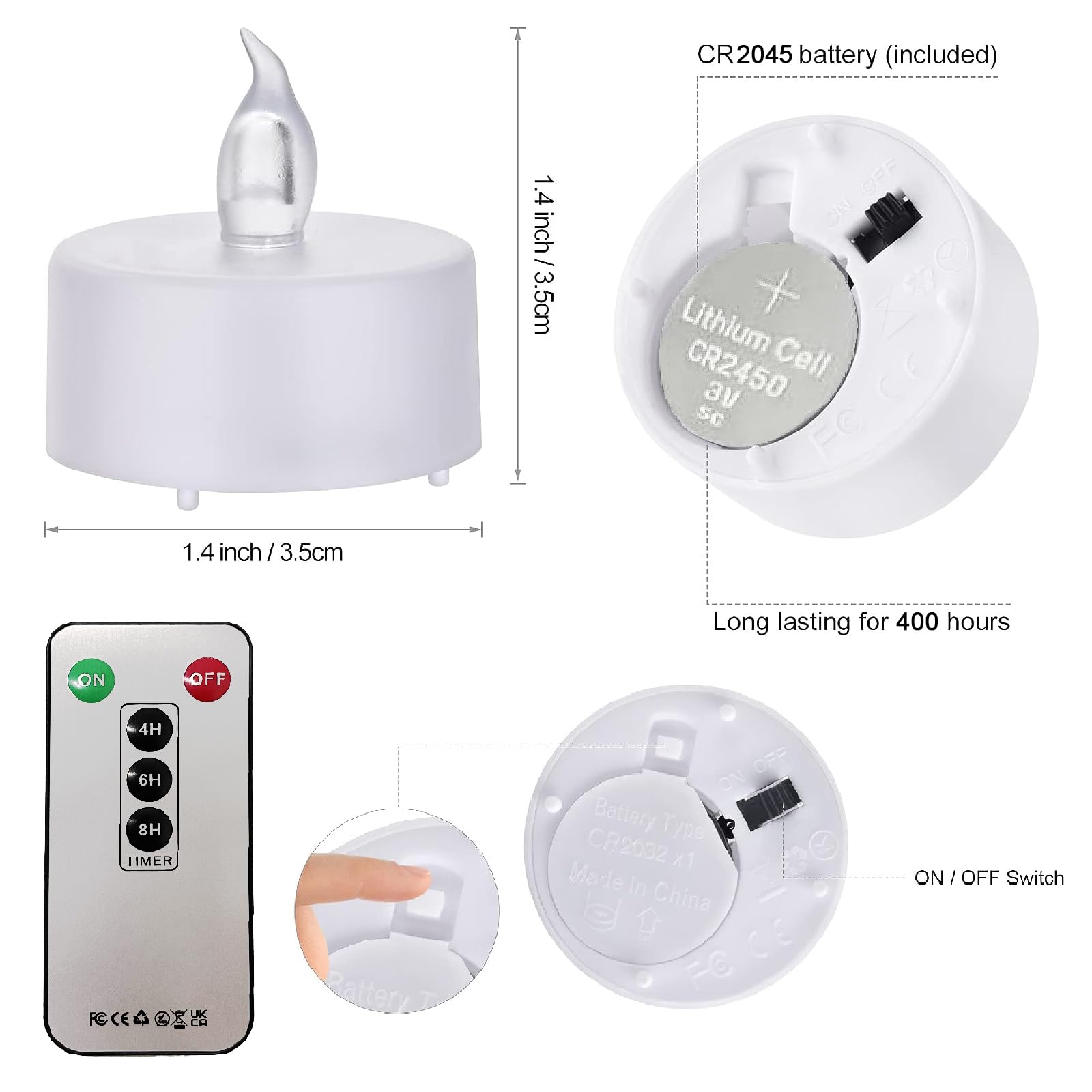 Battery Operated Tea Lights With Remote, Flickering Flameless Candle With Timer,24Pack Realistic Votive Led Electric Tealights,L