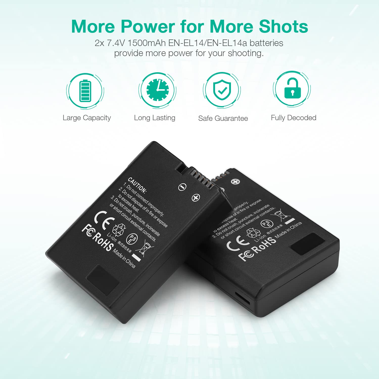Firstpower En El14/En El14A Battery And Usb Dual Charger Compatible With Nikon D3100 D3200 D3300 D3400 D3500 D5100 D5200 D5300 D