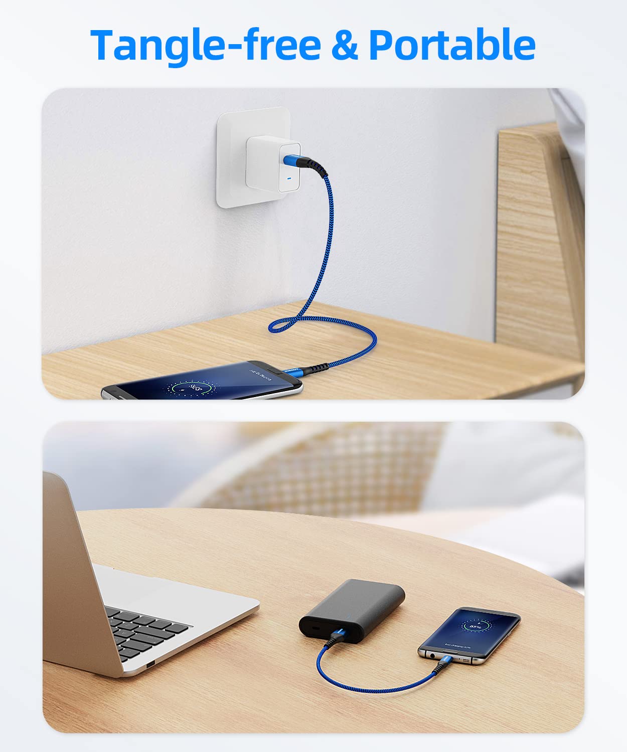 Sunguy Micro Usb Cable [6Inch/0.5Ft], Usb To Micro Usb Cable Nylon Braided Fast Charging And Data Sync Cord For Samsung Galaxy S
