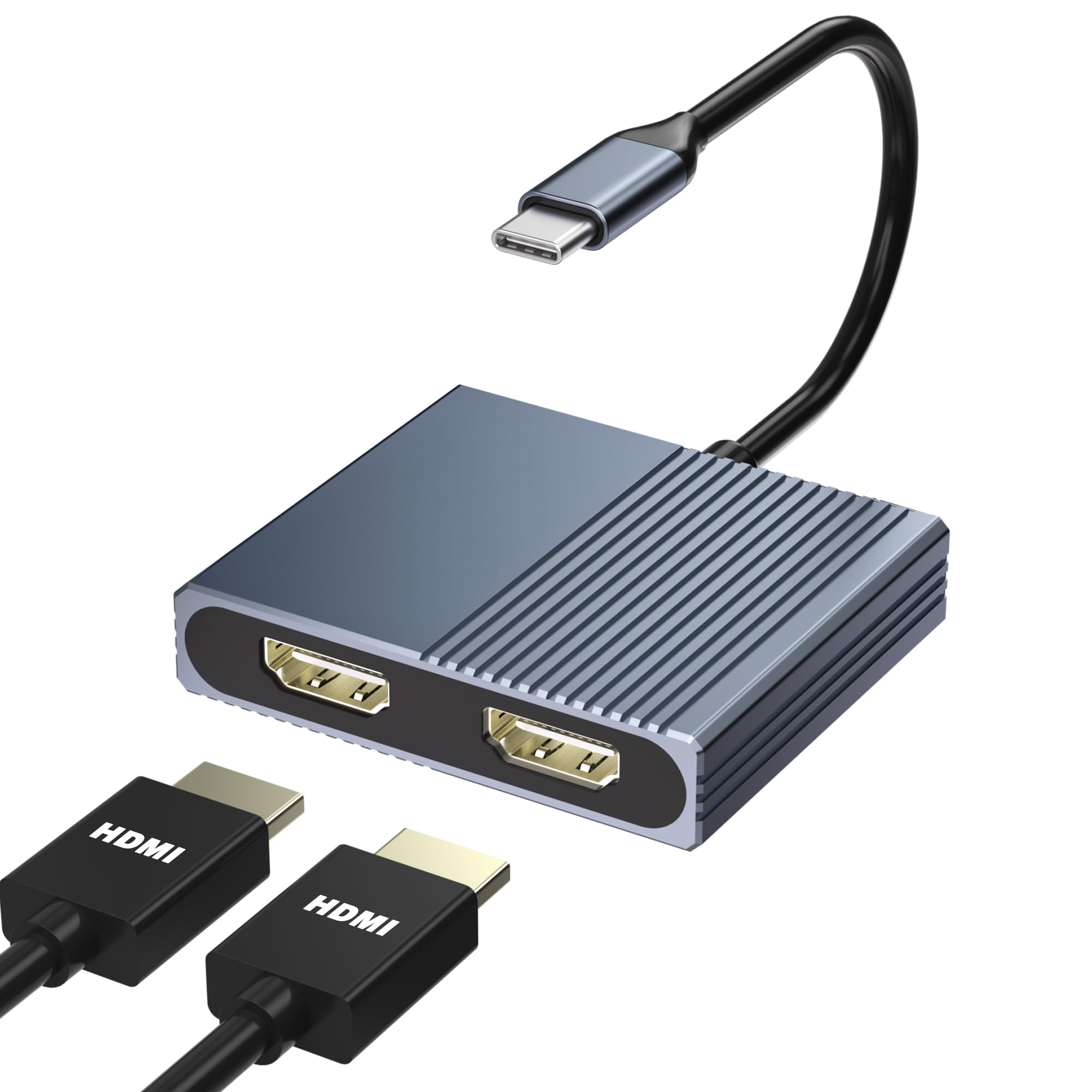Docking Station Dual Monitor, USB C Docking Station, HDMI Splitter Extended Display, 4K Dual HDMI Adapter for 2 Monitors, HDMI S