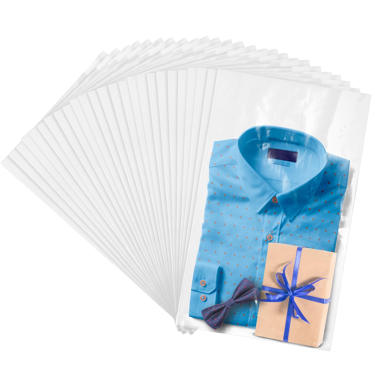 PUREVACY Clear Packing Bags, 9 x 16 Inch. Pack of 100 Clear Poly Mailers for Clothing with Open Top. 2 Mil PE Poly Bags for Shir