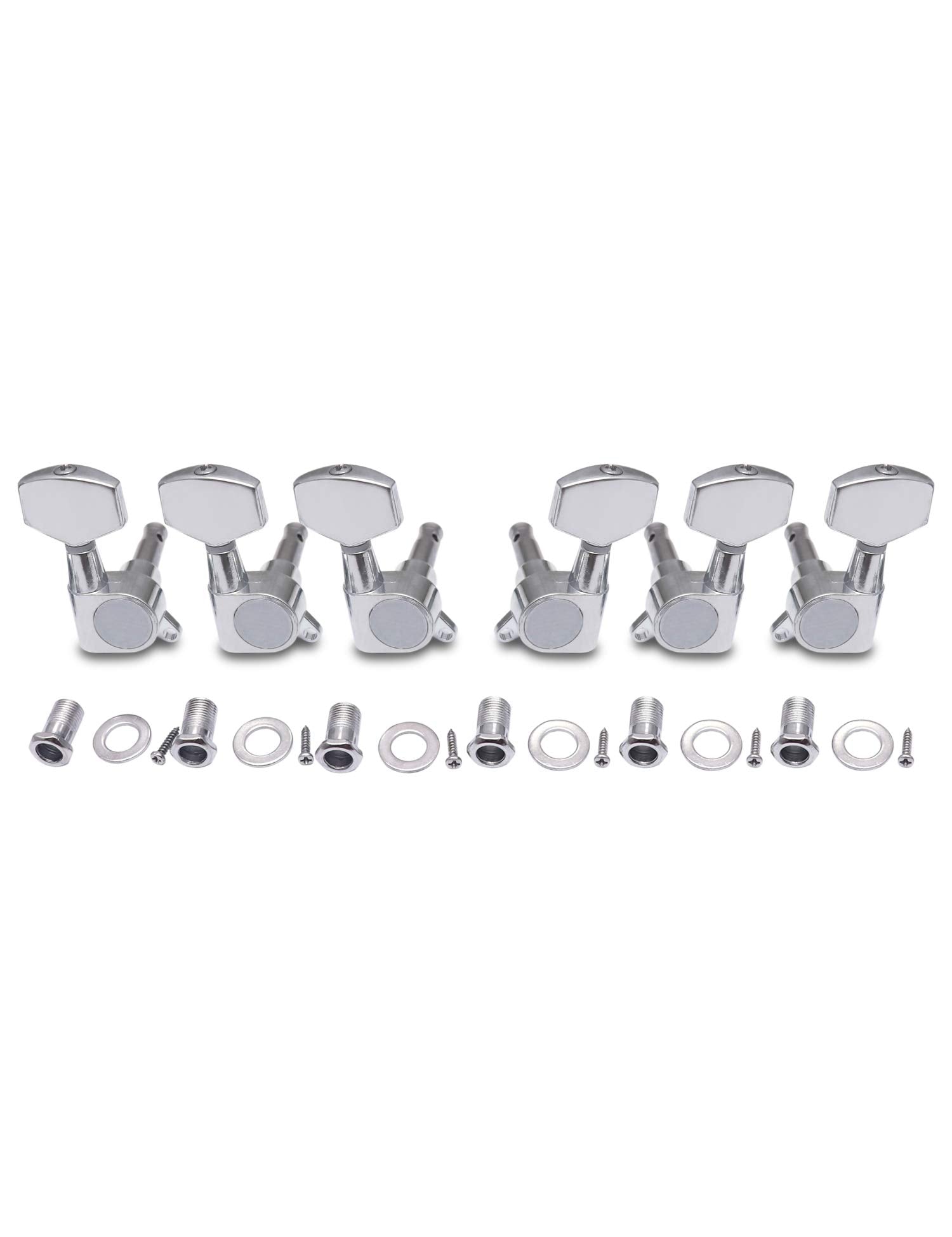 Metallor Sealed String Tuning Pegs Keys Machines Heads Tuners 3L 3R Electric Guitar Acoustic Guitar Parts Replacement Chrome.