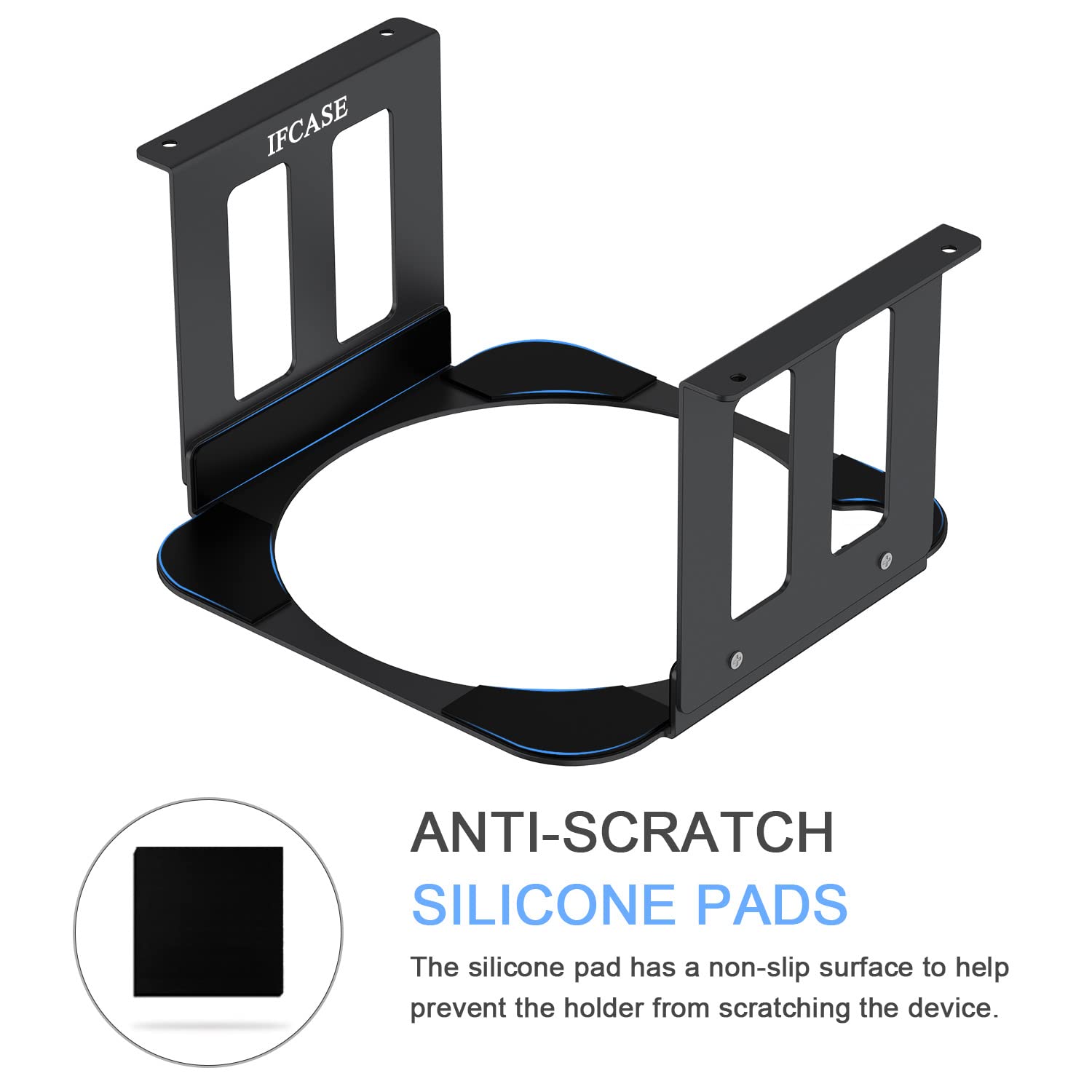 Ifcase Aluminum Under Desk Stand Mount For Mac Studio M2 M1 Max, Ultra With Anti Scratch Pad (Black)