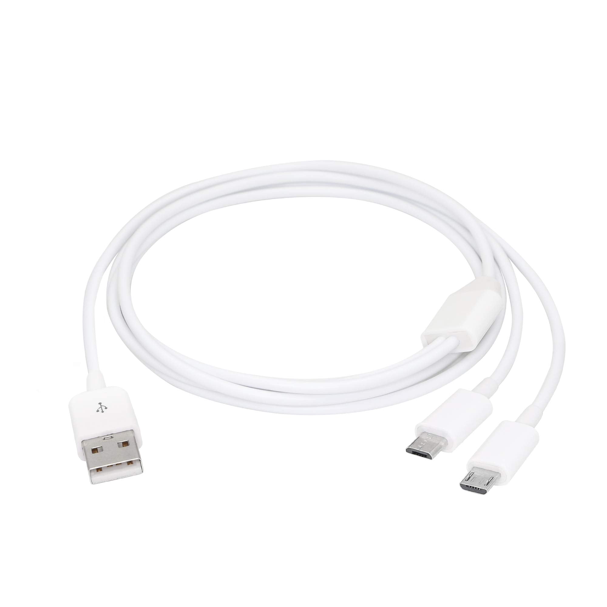 Cerrxian 3Ft Usb 2.0 Type A Male To 2 Micro Usb Male Splitter Y Data Charge Connector Adapter Cable (White)