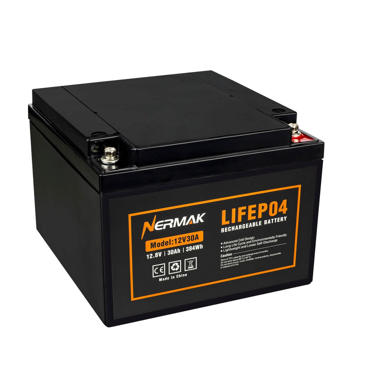 Nermak 12V 30Ah Lithium Lifepo4 Deep Cycle Battery, 2000+ Cycles Lithium Iron Phosphate Rechargeable Battery For Scooter, Rv/Out
