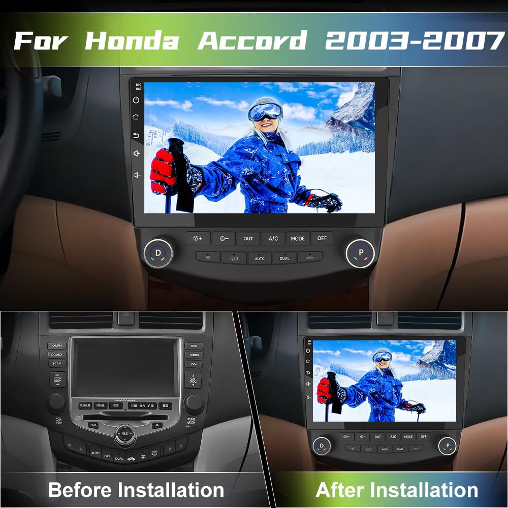 Android 13 [2Gb+32Gb] Car Radio Compatible For Honda Accord 2003 2007, 10 Inch Touch Screen With Gps/Fm/Wifi/Usb/Swc,Support Wir