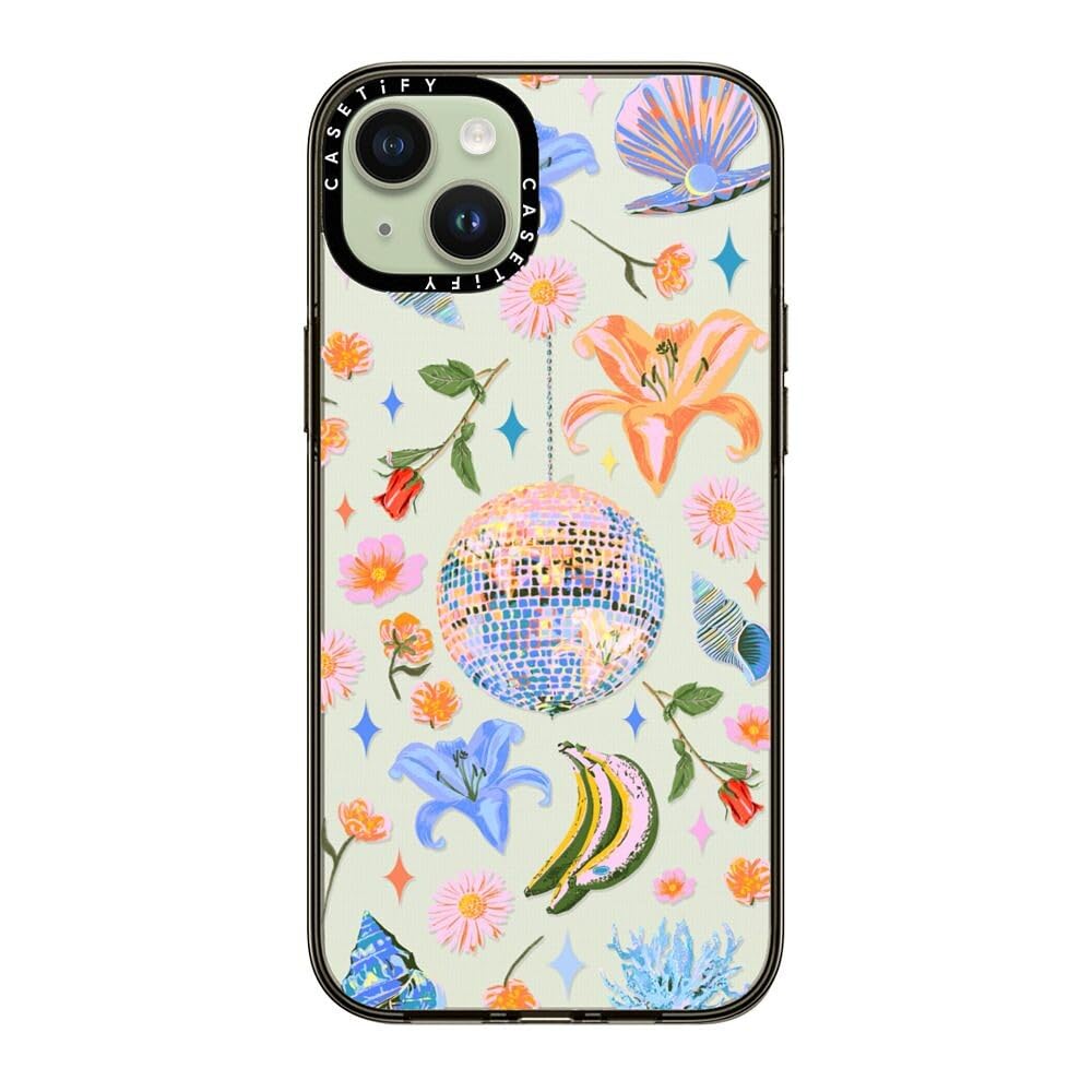 Casetify Compact Case For Iphone 15 Plus [2X Military Grade Drop Tested / 4Ft Drop Protection]   Disco Magic   Clear Black