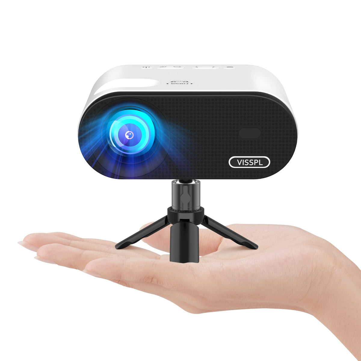 Mini Projector With Wifi And Bluetooth, Visspl Full Hd 1080P Projector, Portable Outdoor Projector With Tripod, Home Theater Mov
