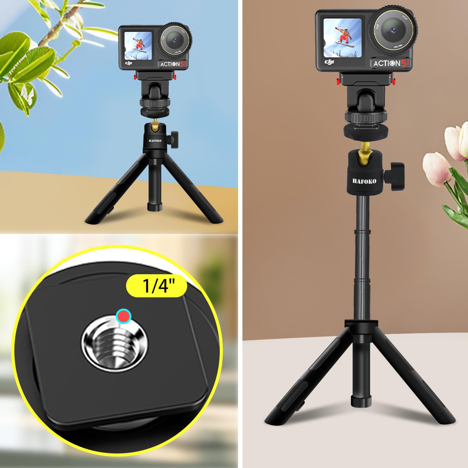 Hafoko Osmo Action Camera Cold Shoe Adapter - Compatible With Dji Osmo Action 3/4/5 Pro, Magnetic Quick Release Adapter Mount Wi