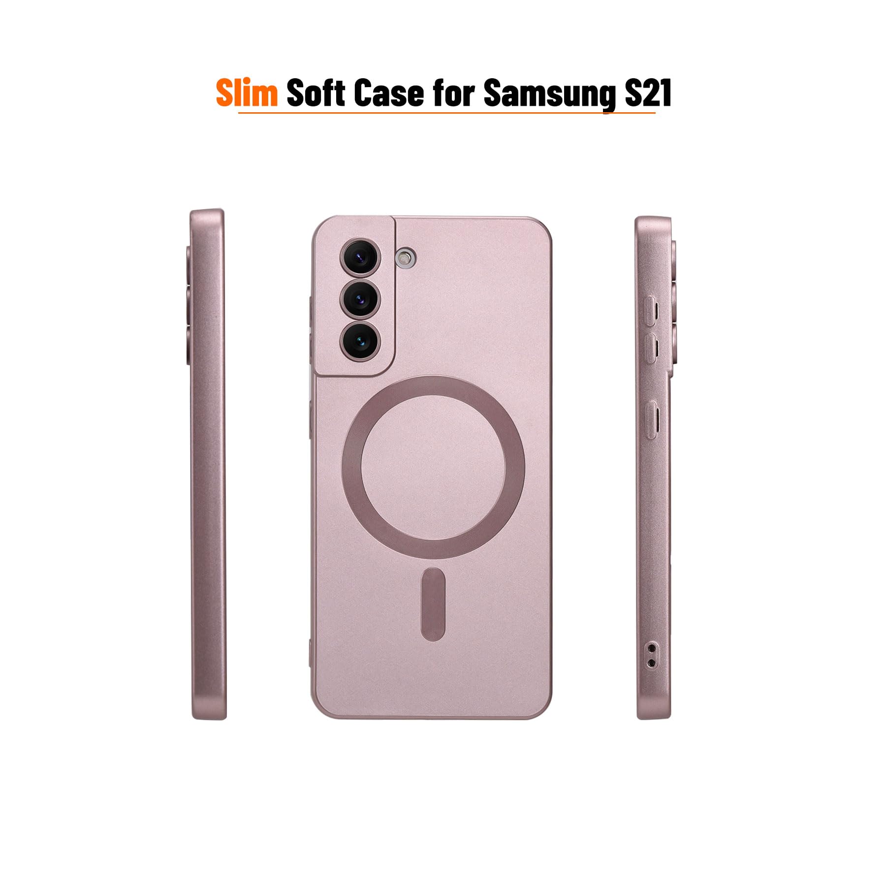 Yetagso Magnetic For Samsung Galaxy S21 Case,Soft Silicone Samsung Galaxy S21 Phone Case With Camera Protection,Slim Fit Anti Sc