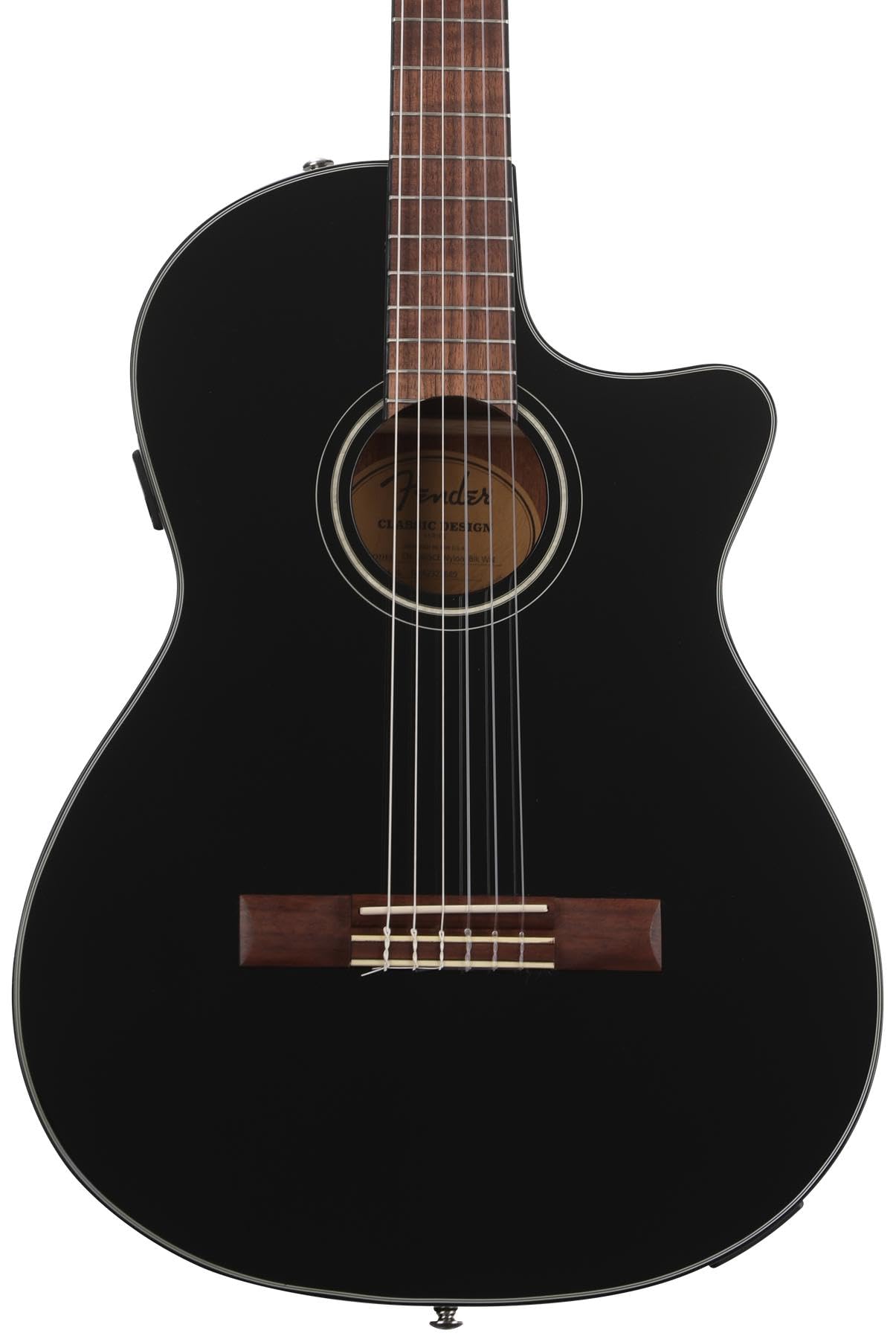 Fender CN-140SCE Thinline Concert Nylon String Acoustic Guitar, with 2-Year Warranty, Black, with Case