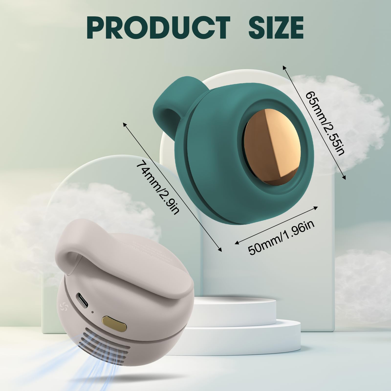 Enterlent Portable Silent Mini Bladeless Electric Fan,Mini Whirlwind Fan For Waist Clip Fan(3-Speed),Hands-Free Neck Fan Suitabl