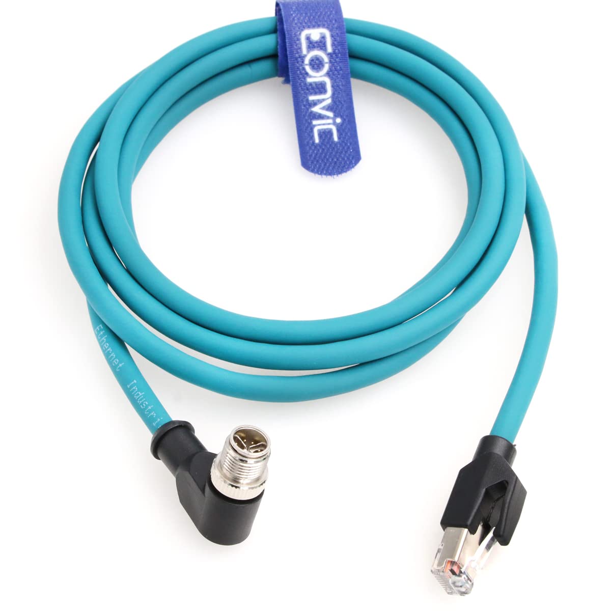 Eonvic Right Angle M12 X Code 8 Pin To Rj45 Cat 7E Cognex Industrial Camera Ethernet High Flex Cable 5M