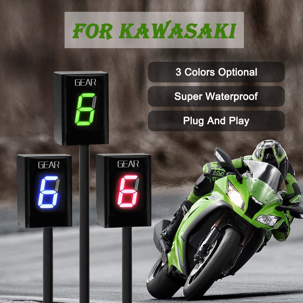 Motorcycle Gear Indicator For Kawasaki Er6N V650 Ninja 300 Z1000Sx Moto 1-6 Gear Display Ecu Plug Led Digital Display Waterproof