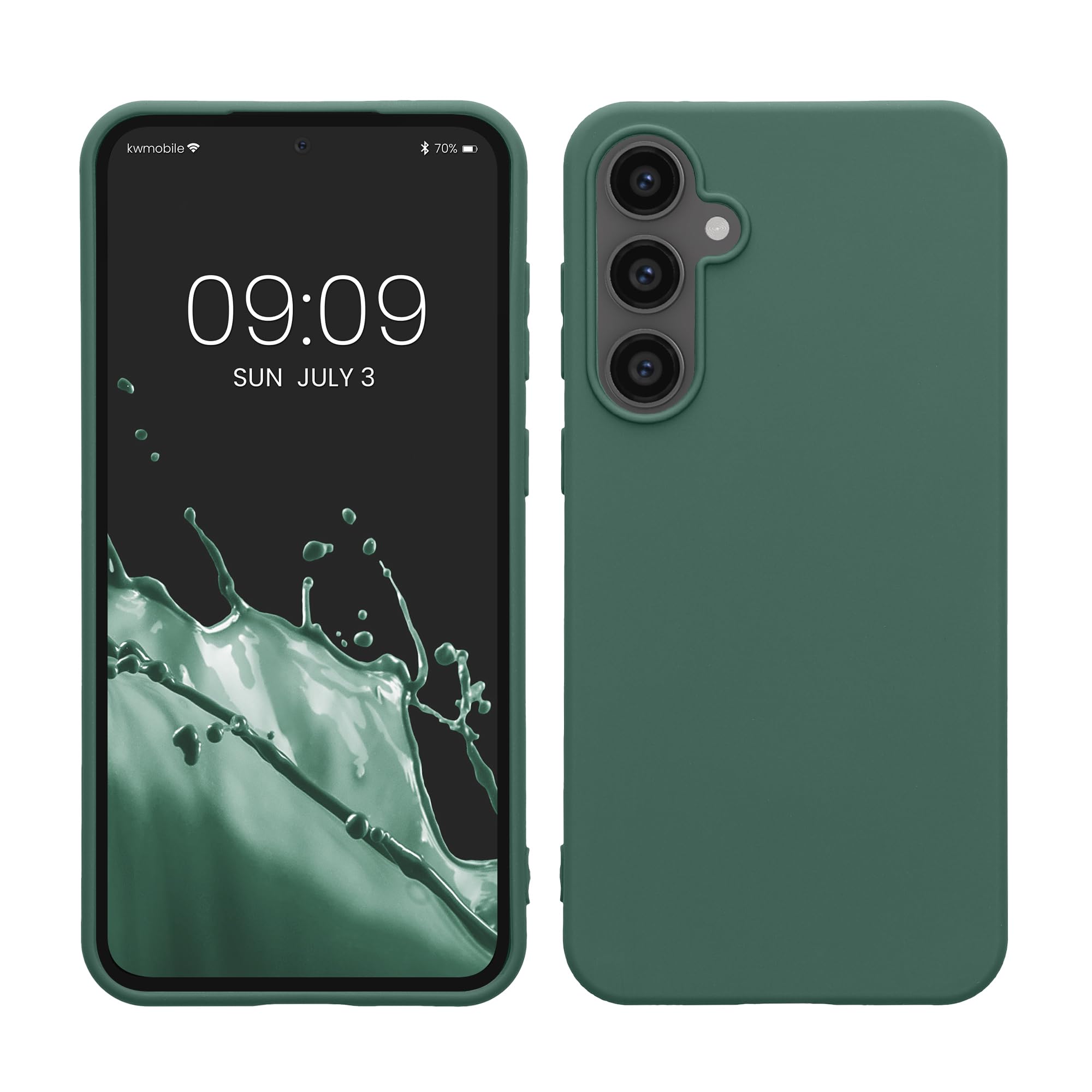 kwmobile Case Compatible with Samsung Galaxy S23 FE Case - Soft Slim Protective TPU Silicone Cover - Forest Green