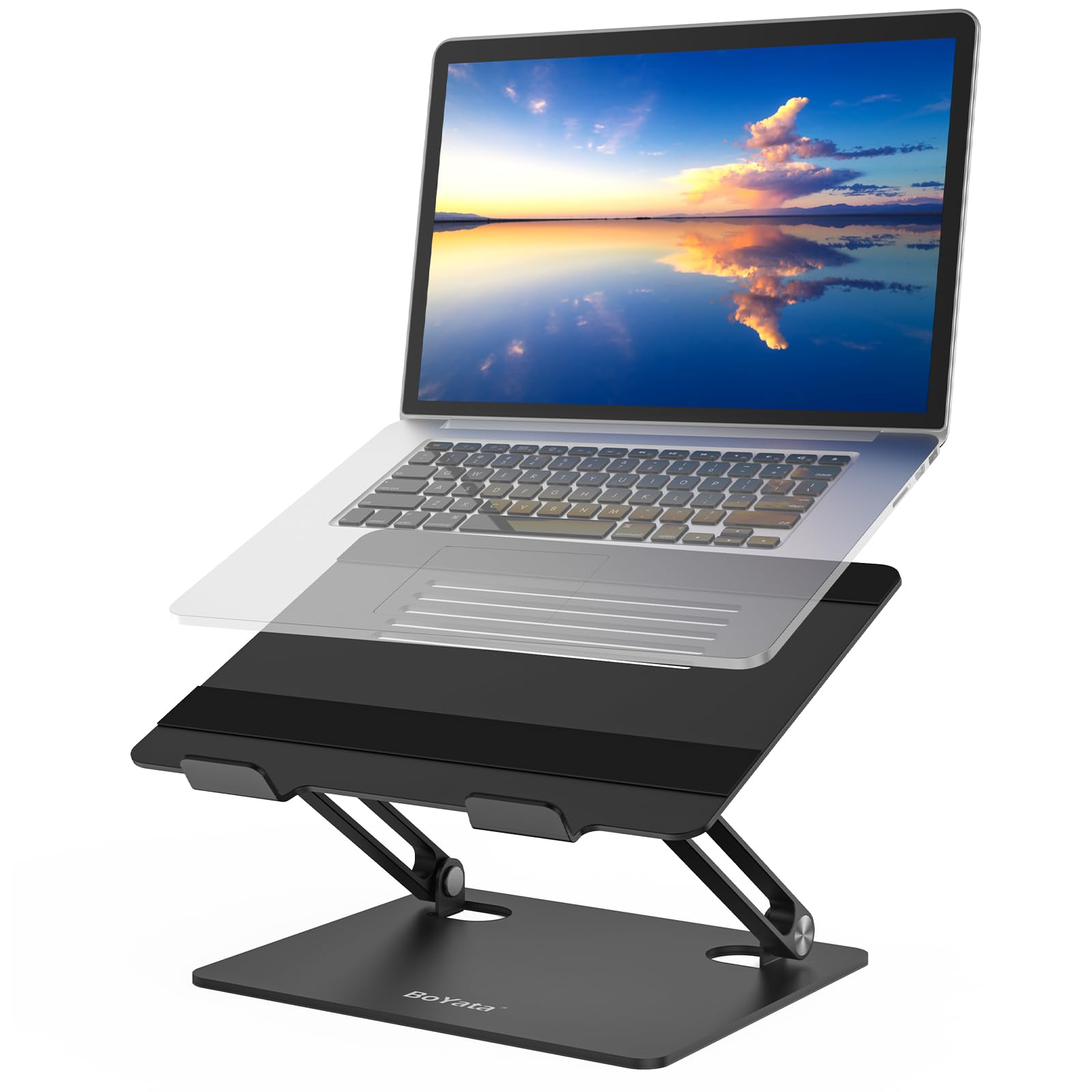 Boyata Laptop Stand, Adjustable Laptop Riser With Slide Proof Silicone And Protective Hooks, Laptop Stand For Laptop Up To 17 In