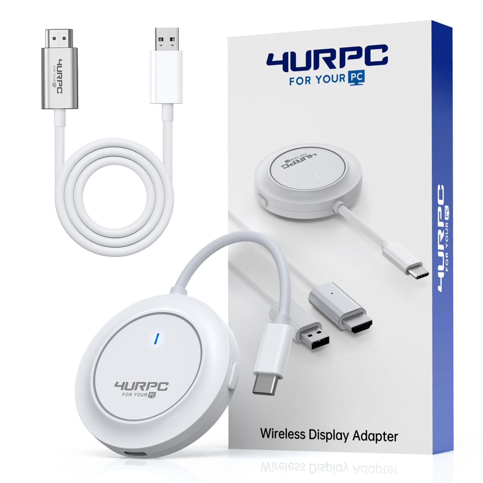 Wireless USB C Transmitter and HDMI Receiver, 2.4G/5G Wireless USB-C to HDMI Extender 98FT/30M,1080P Wireless Display Adapter St