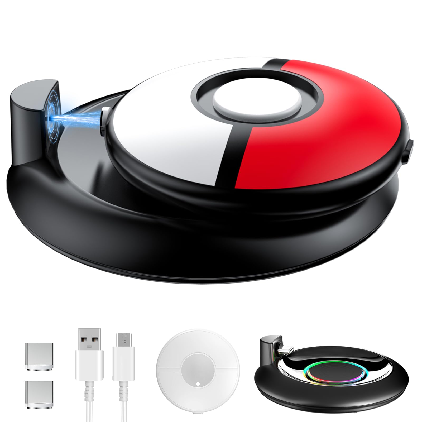Kunsluck Charging Station For Pokemon Go Plus + 2023, Rgb Charging Dock With Protective Case For Pokemon Go Plus +