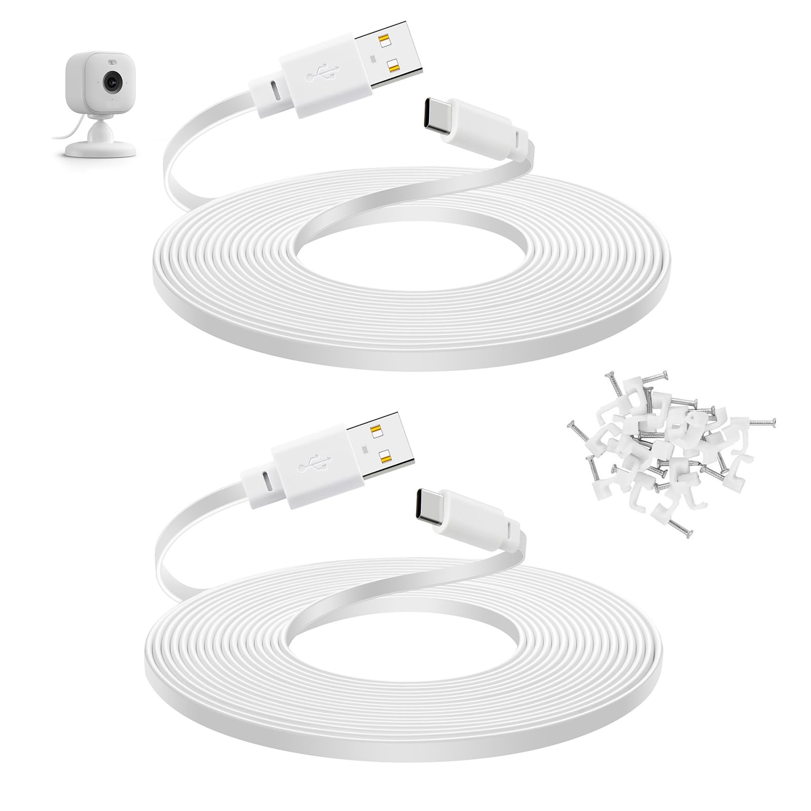 2Pack 30 ft Power Cord for Blink Mini 2, Blink Outdoor 4 Camera, White