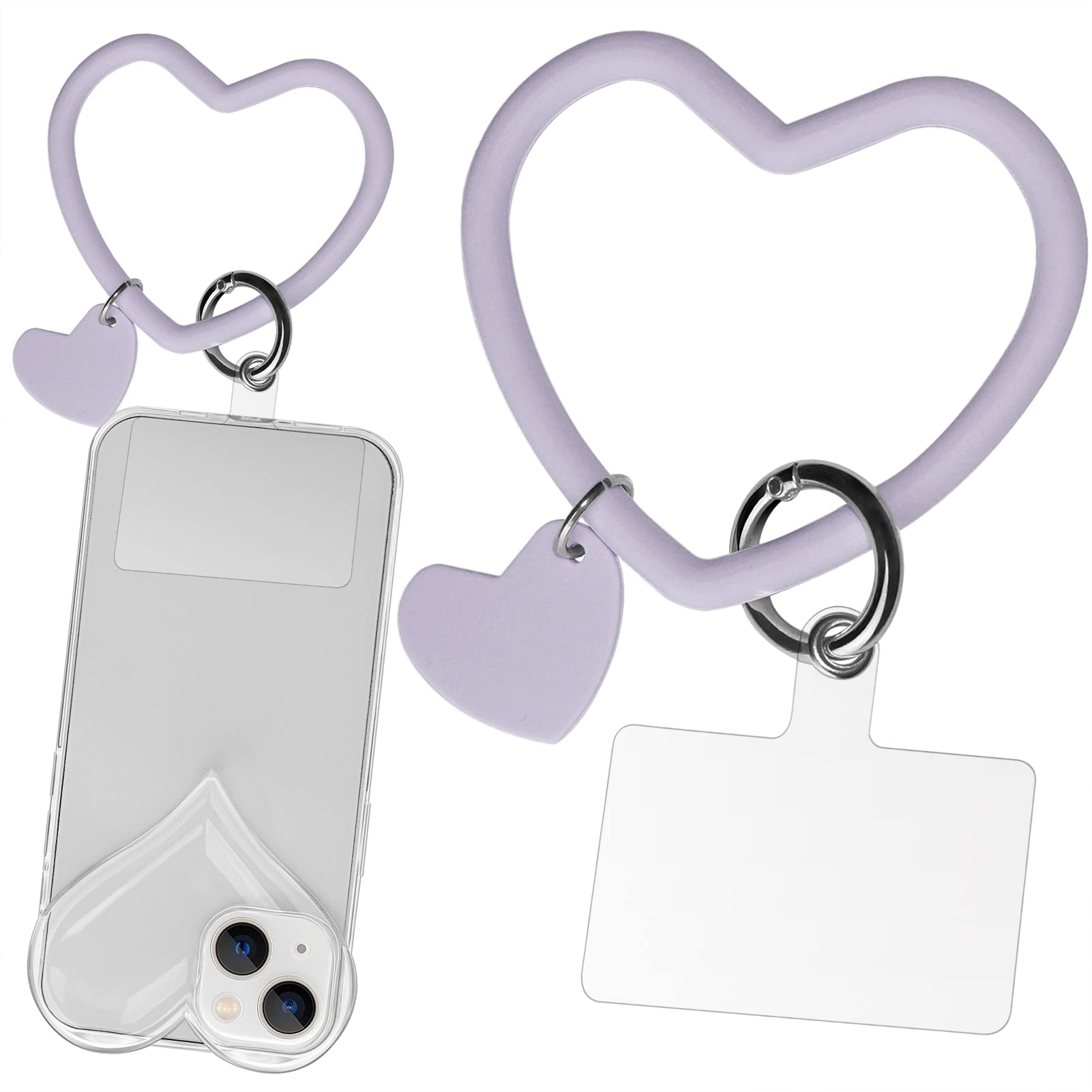 Naiadiy Silicone Heart Loop Phone Lanyard, Cell Phone Hand Wrist Lanyard Strap With Key Chain Holder, Universal For Phone Case A