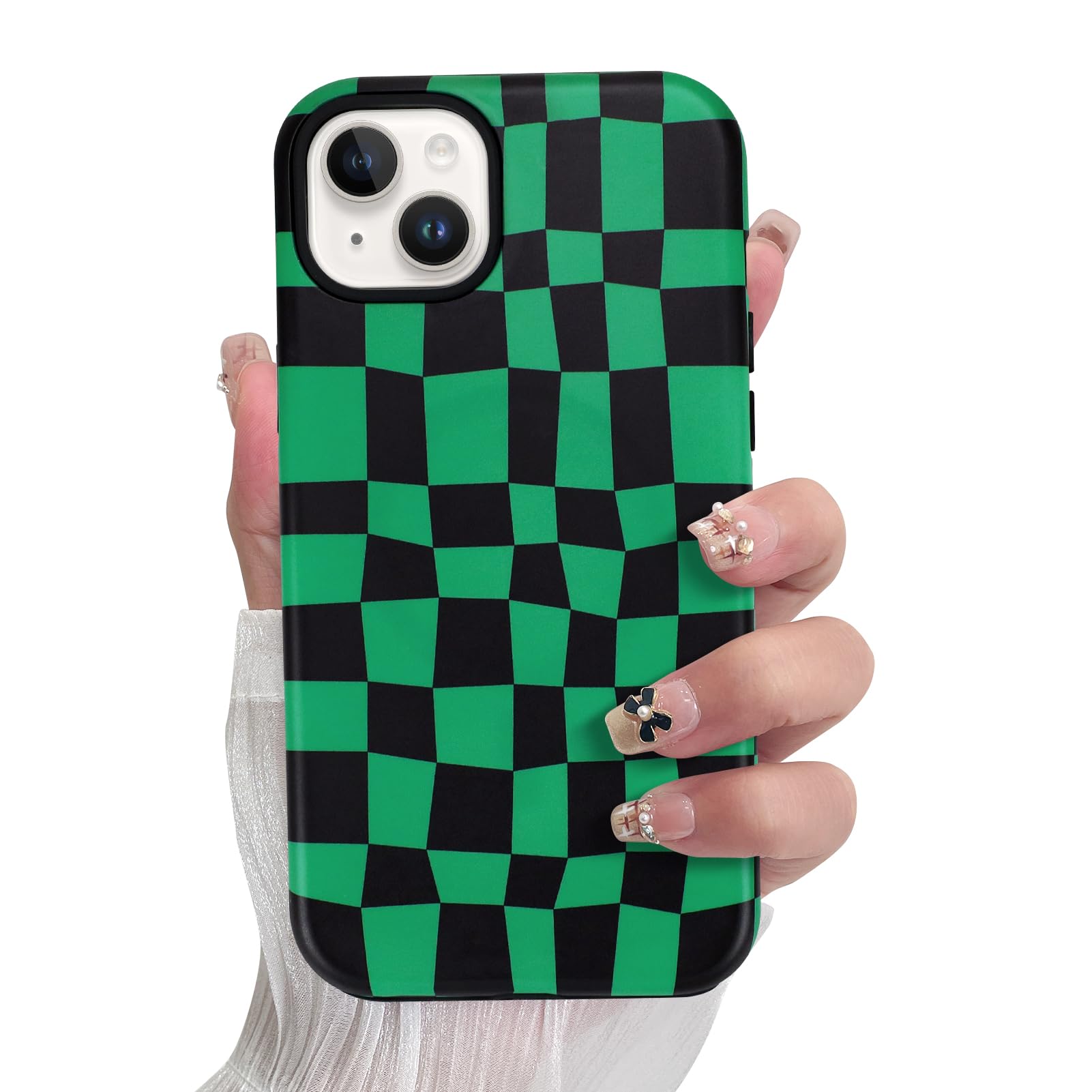 SOKAD Magnetic Checkered Phone Case for iPhone 15 Plus, Cute Plaid Grids Checkerboard Pattern Compatible with Magsafe Matte Prot