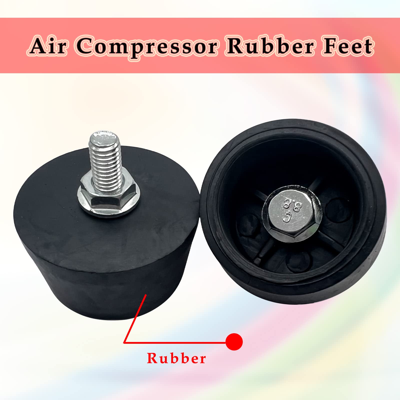 4Pcs Air Compressor Rubber Feet,No Oil Machine Shock Absorbing Foot Pads,Black(M8 Speaker)