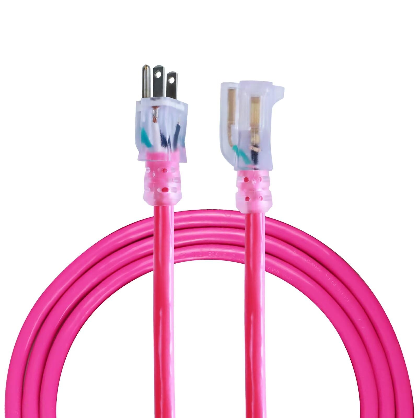 Ultra Explorer Indoor Extension Cord Waterproof 6 Ft, 12 Gauge Heavy Duty Pink Extension Cord Sjtw, Flexible Cold Resistant 3 Pr