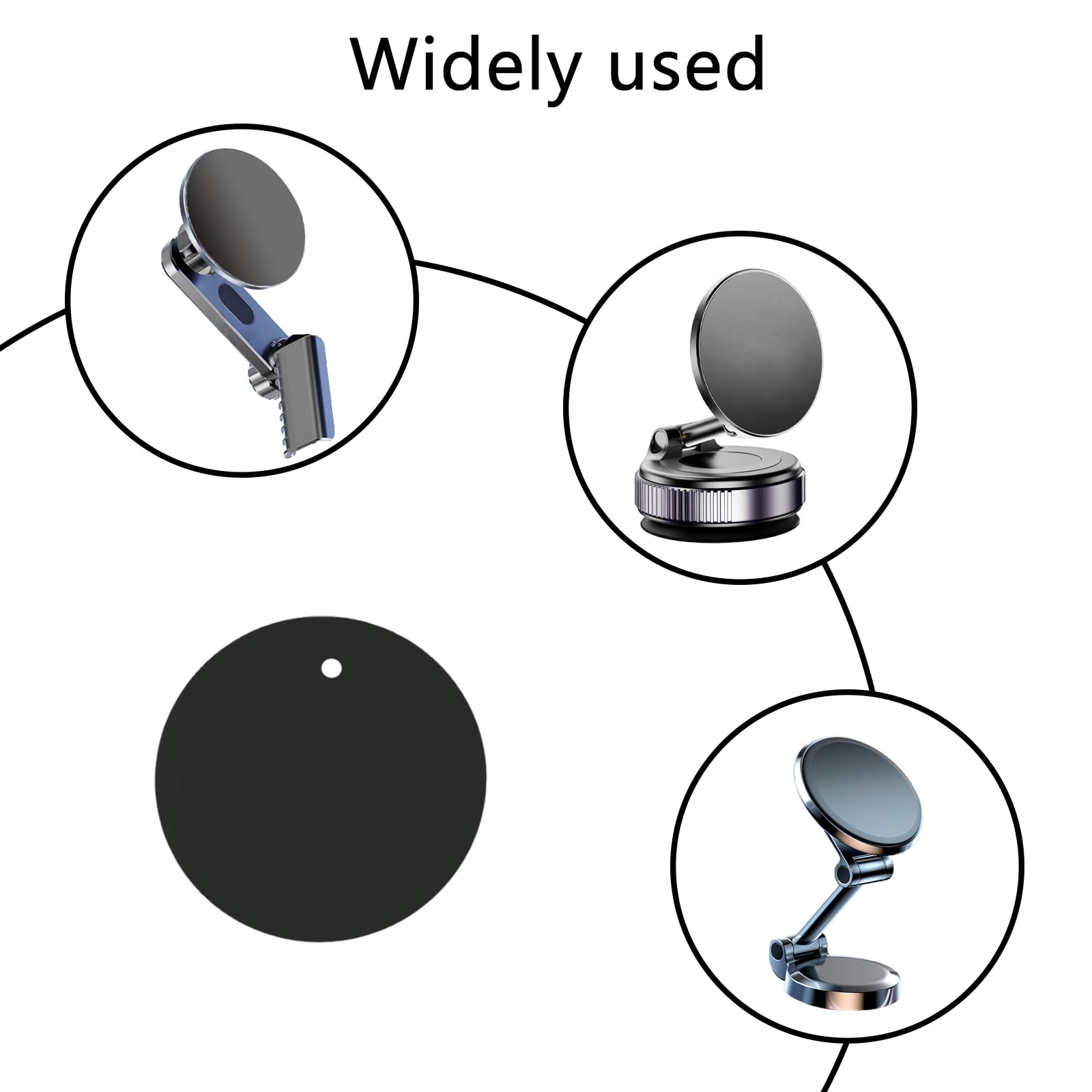 Mount Metal Plate(8Pack) For Magnetic Car Mount Phone Holder With Full Adhesive For Phone Magnet, 8 X Round (Black)