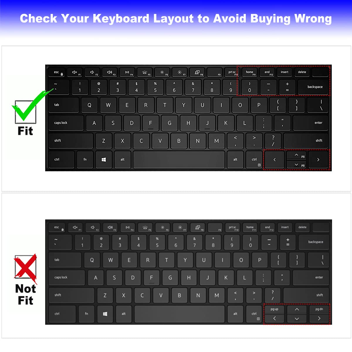 Keyboard Cover For 2022 2021 2020 Dell Xps 13 9300 9310 13.4 Inch 2 In 1 Laptop Us Layout Keyboard Protective Cover Skin (Not Fi