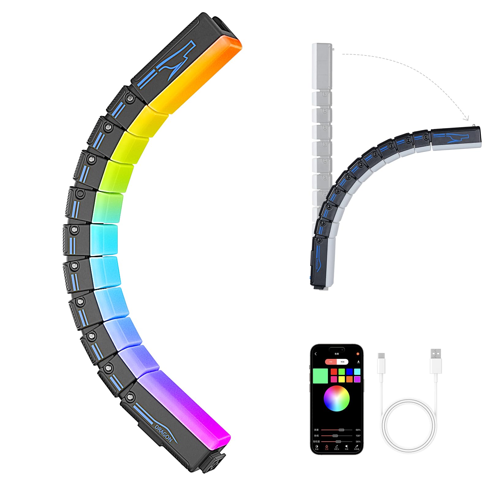 Sirui 15W Bendable Rgb Video Light, Led Panel Light For Studio Photography Lighting, Adjustable 360 Full Color, 2500K 7000K, Sea