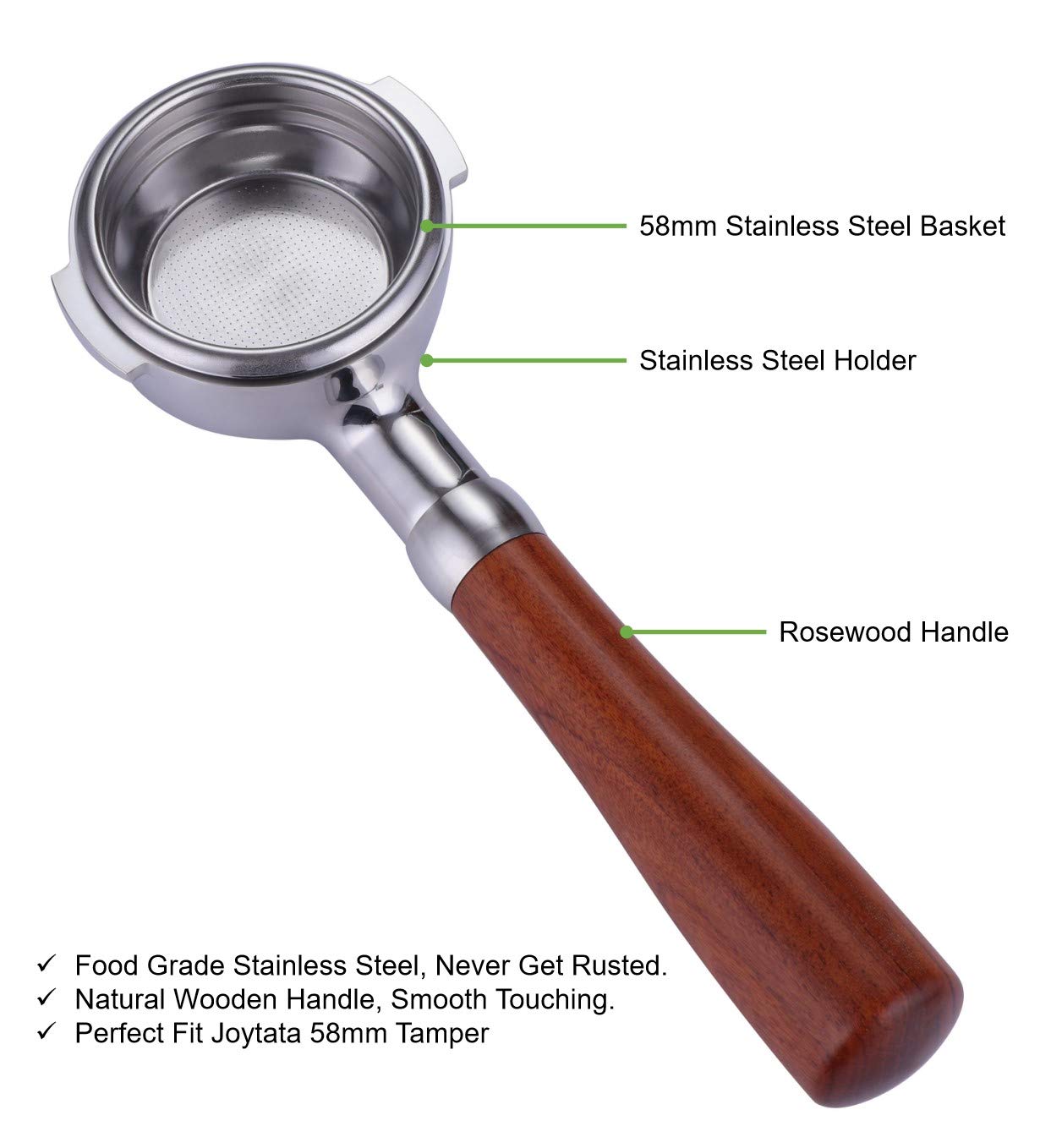 Joytata 58Mm Bottomless Portafilter Fits E61 Grouphead Espresso Machine Stainless Steel Naked Portafilter Along With Espresso Fi