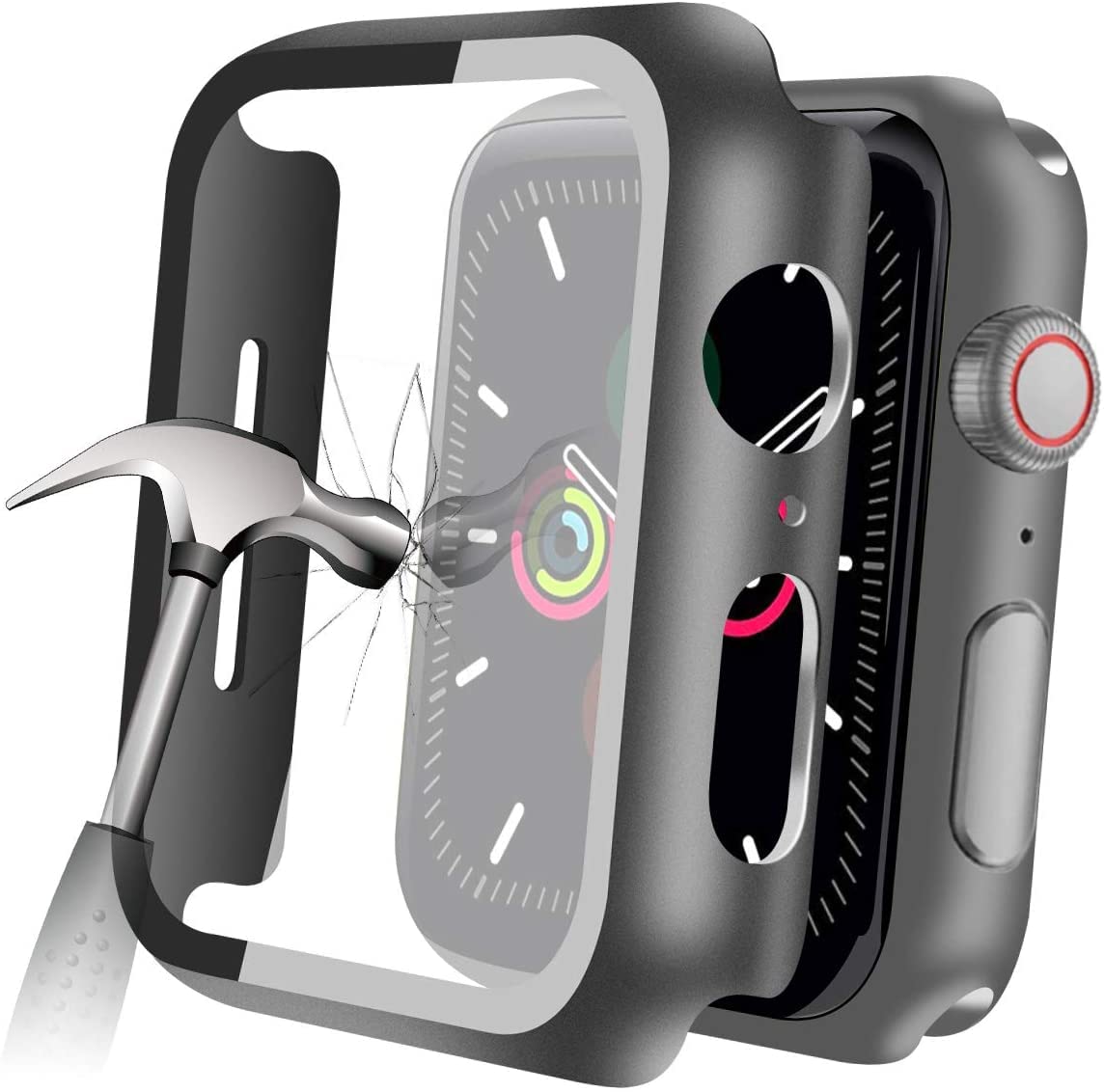 Ymhml Compatible With Apple Watch 42Mm Series 3/2/1 Case With Built In Tempered Glass Screen Protector, Thin Guard Bumper Full C