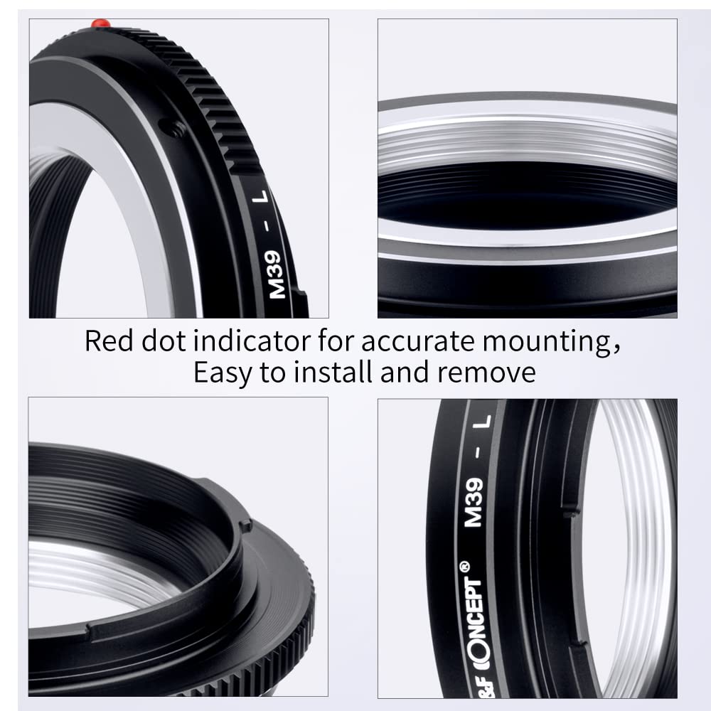 K&F Concept Lens Mount Adapter M39 L Manual Focus Compatible With Leica M39 Lens To L Mount Camera Body