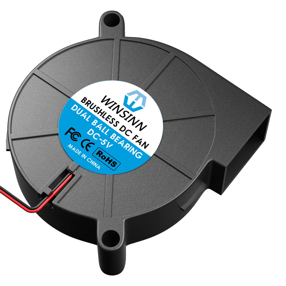 Winsinn 5015 Blower Fan 5V, 3D Printer 5 Volt Fans Blower Turbine Turbo Dual Ball Bearing, Brushless Cooling 50Mmx15Mm 2Pin (Pac