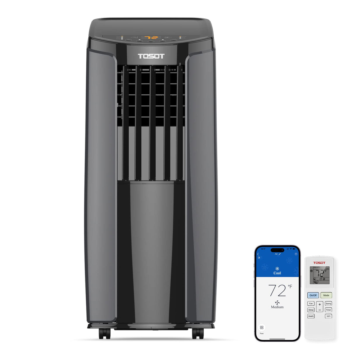 Tosot 10,200Btu (6,200 Btu Sacc) Portable Air Conditioner, Smart Wifi Control, Ac Unit With Dehumidifier, Fan, Window Kit For Ea