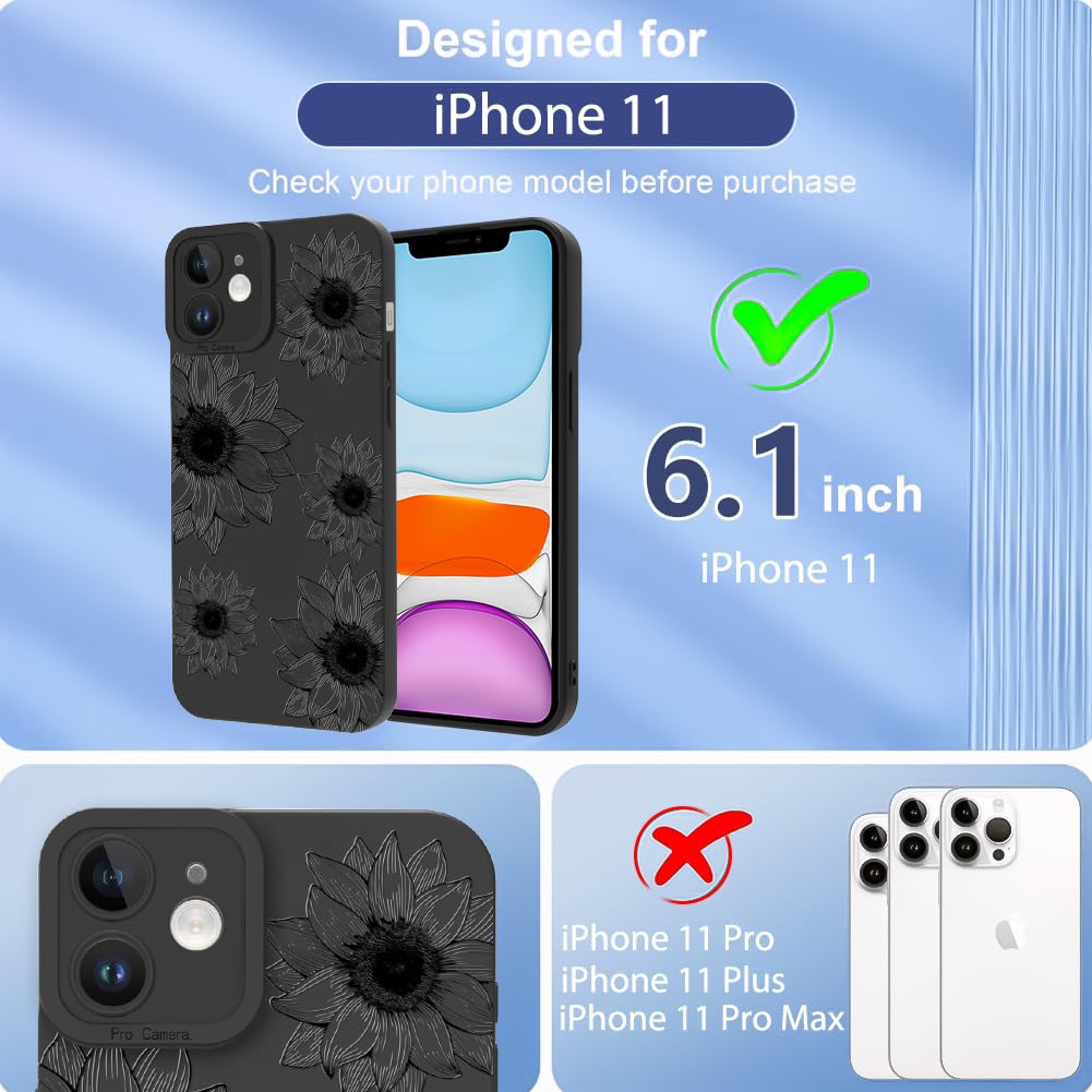 Ook Floral Case For Iphone 11 Case, Cute Sunflower Floral Blooms Design Soft Tpu Shockproof Protective For Women Girls Phone Cov