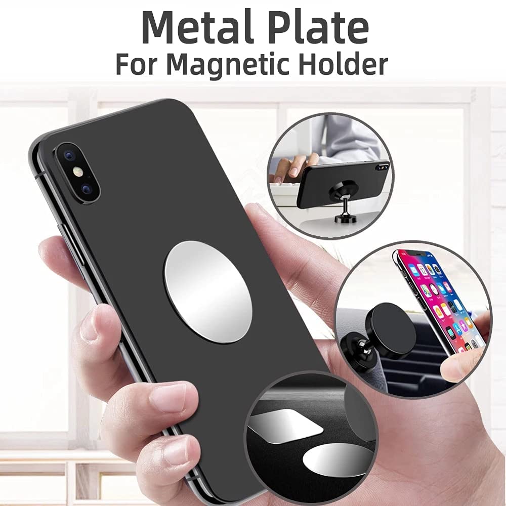Replacement Metal Plates Set 16 Pack For Magnetic Car Phone Holders, Wall, Air Vent Mounts, Cases, Magnets. Kit Of 8 Silver Roun