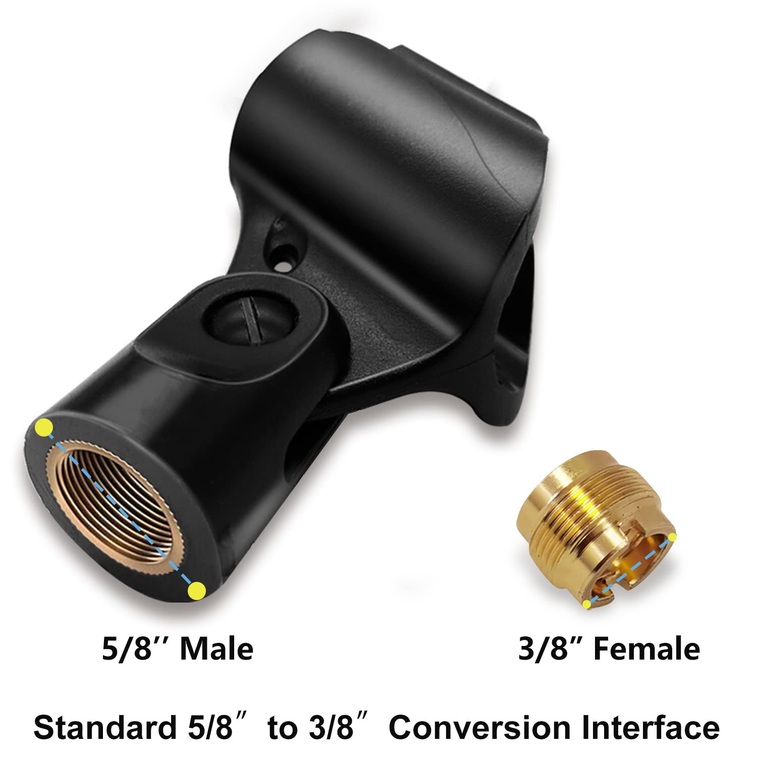 Mictop Universal Microphone Clip Holder, Comes With 5/8'' Male To 3/8'' Female Screw Adapter Suitable For Handheld Microphones,
