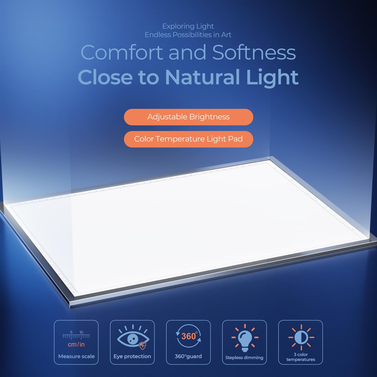 Donpoder A2 Light Pad (25.5'' X 18.5''), Led Large Light Board For Diamond Painting,3 Color Modes Light Box 10 Levels/Stepless D