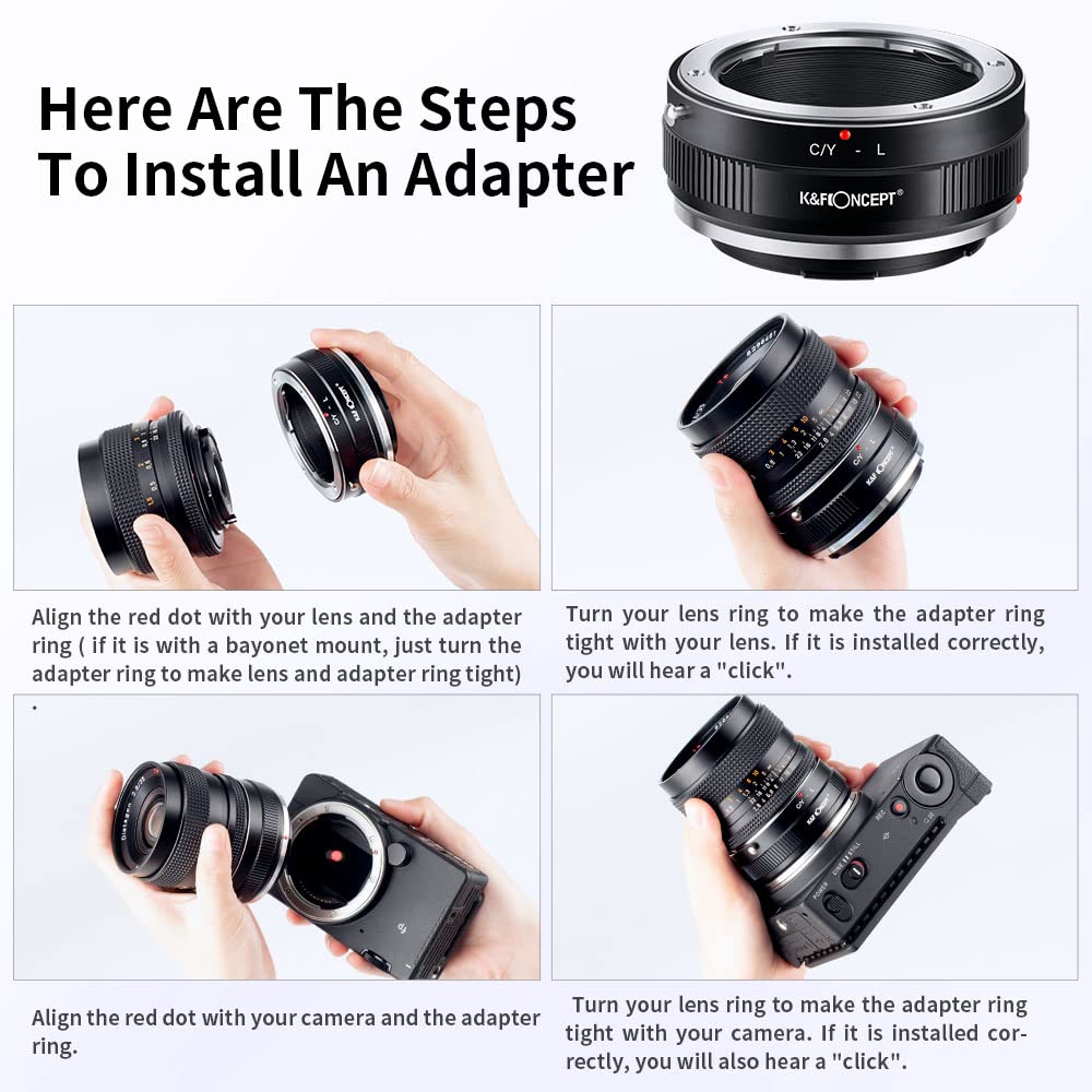 K&F Concept Lens Mount Adapter C/Y L Manual Focus Compatible With Contax/Yashica (C/Y) Lens To L Mount Camera Body