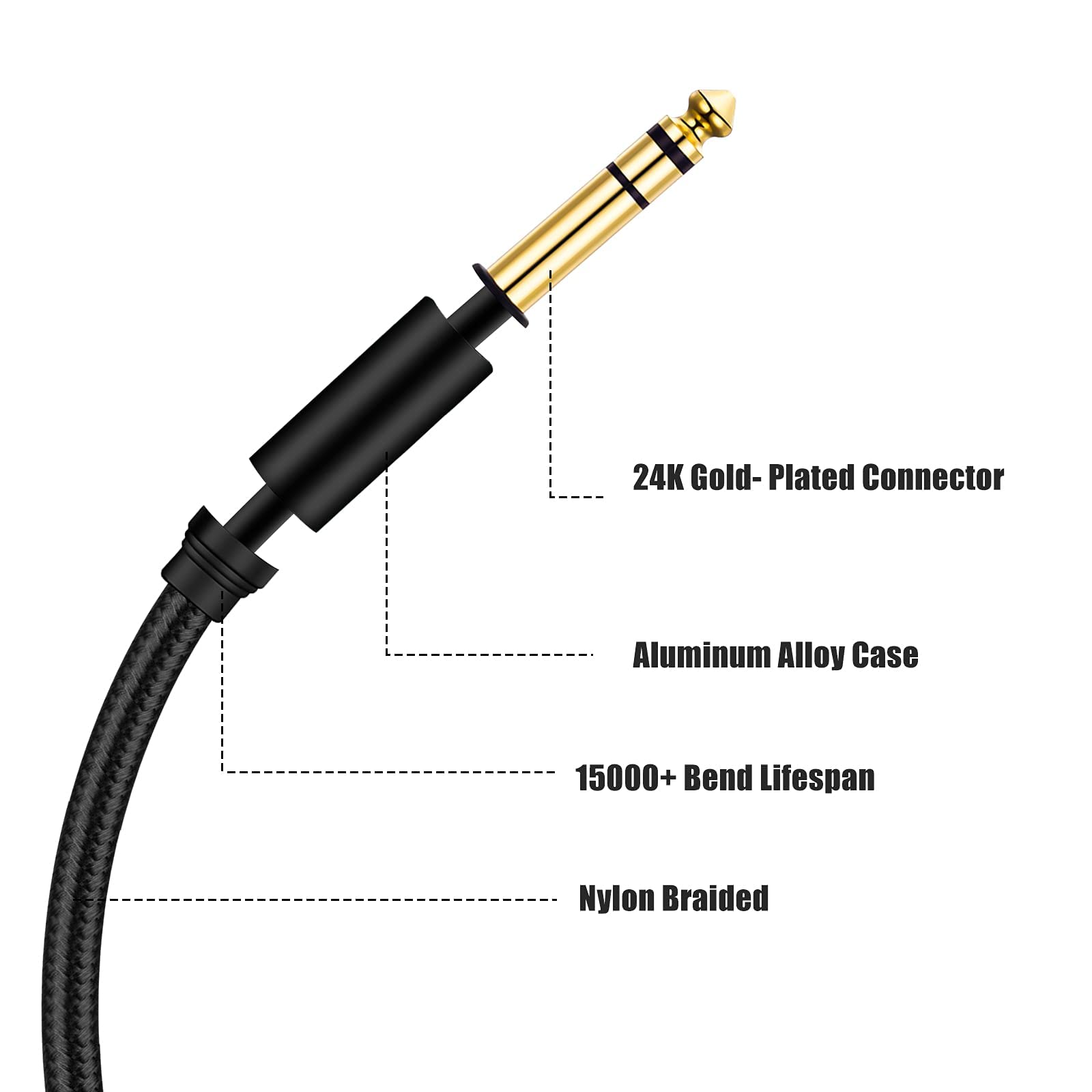 Belipro 1/4 Inch Trs Instrument Cable 3Ft, 6.35Mm Trs To 6.35Mm Trs Stereo Audio Cable Male To Male Right Angle To Straight For