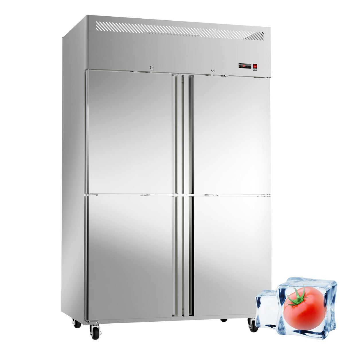 Ecevt 48'' W 4 Door Commercial Refrigerator Stainless Steel Fan Cooling 36 Cu.Ft Refrigerator For Restaurant Bar Shop Upright 33
