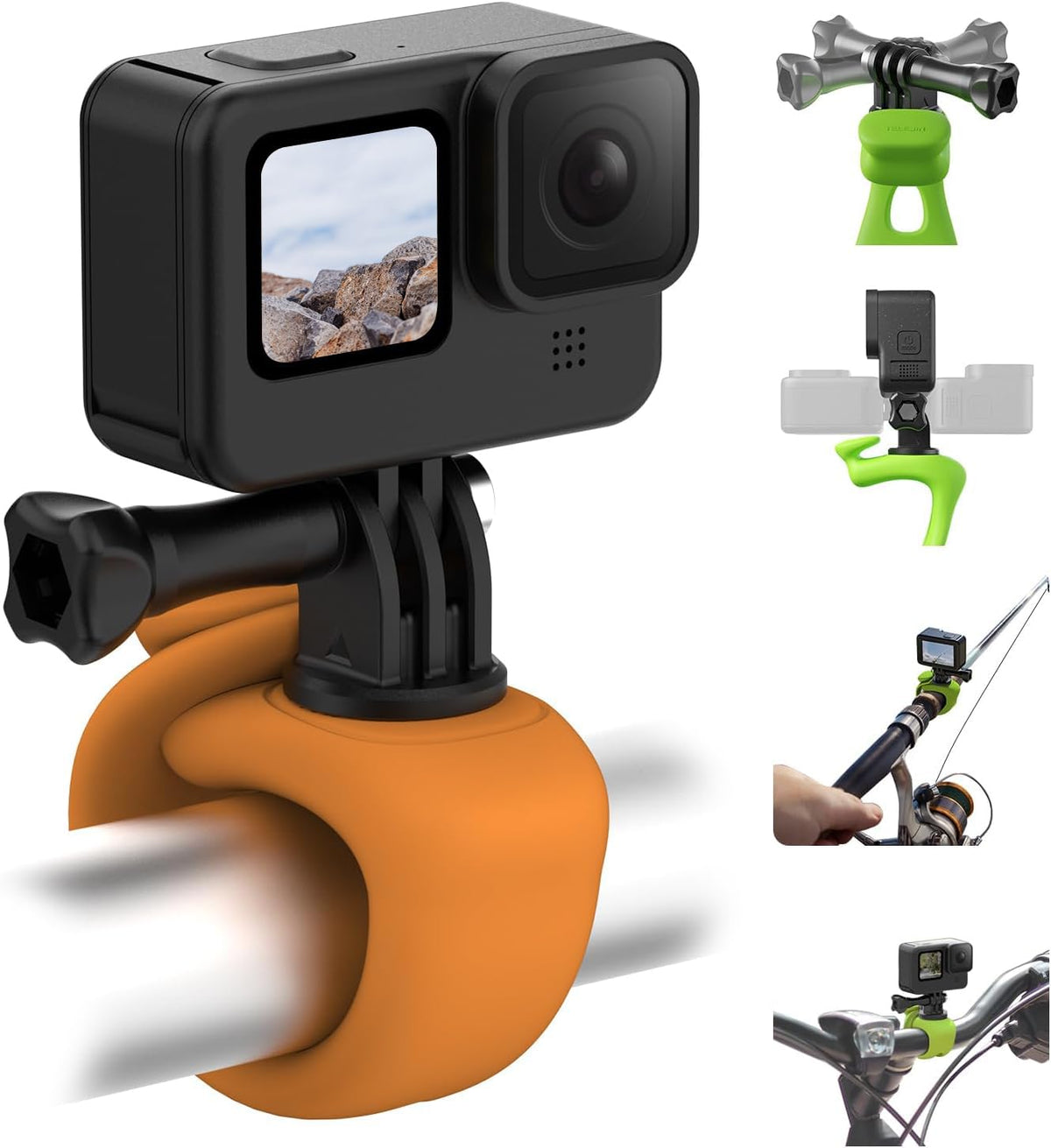 Telesin Camera 360 Strap Mount Flexible Wrap Band Bike Motorcycle Handlebar Tube Roll Bar Stick Pole Ski Holder Accessories For Gopro Max Hero 13 12 11 10 9 Insta360 Ace Pro X3/4 Dji Action 3 4 Pocket