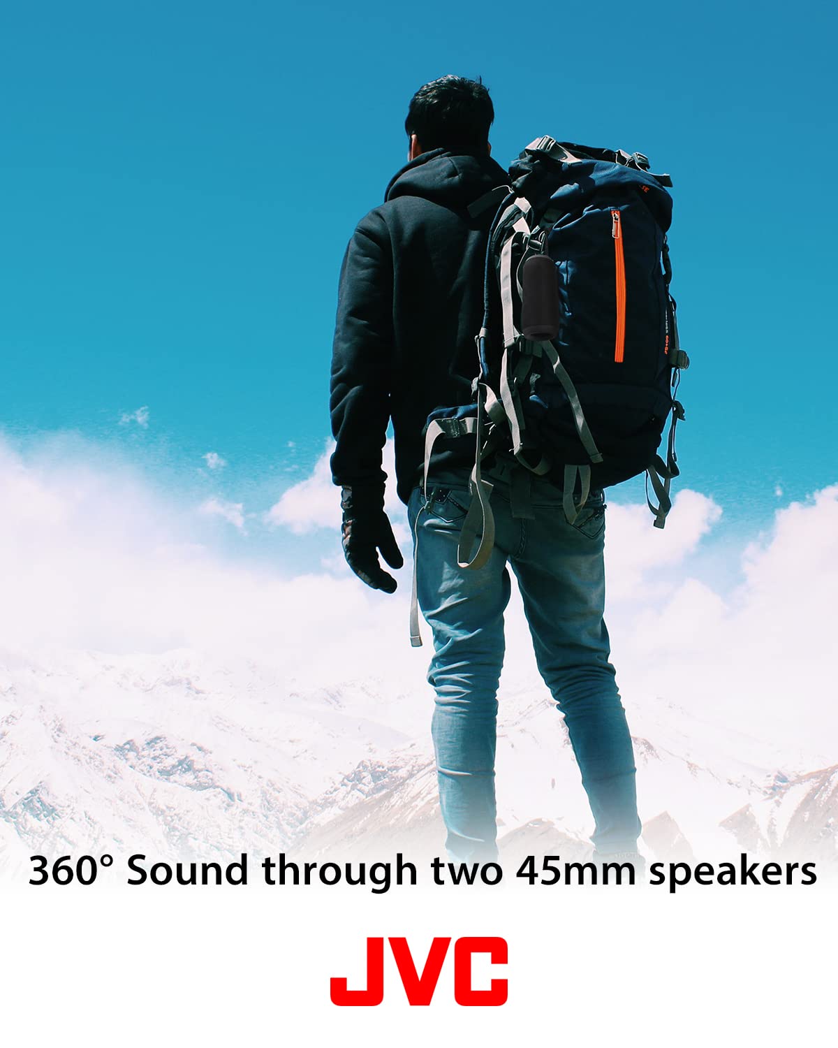 Jvc Portable Wireless Speaker With Surround Sound, Tws Stereo Function, Bluetooth 5.0, Waterproof Ipx5, Up To 18 Hour Battery Li