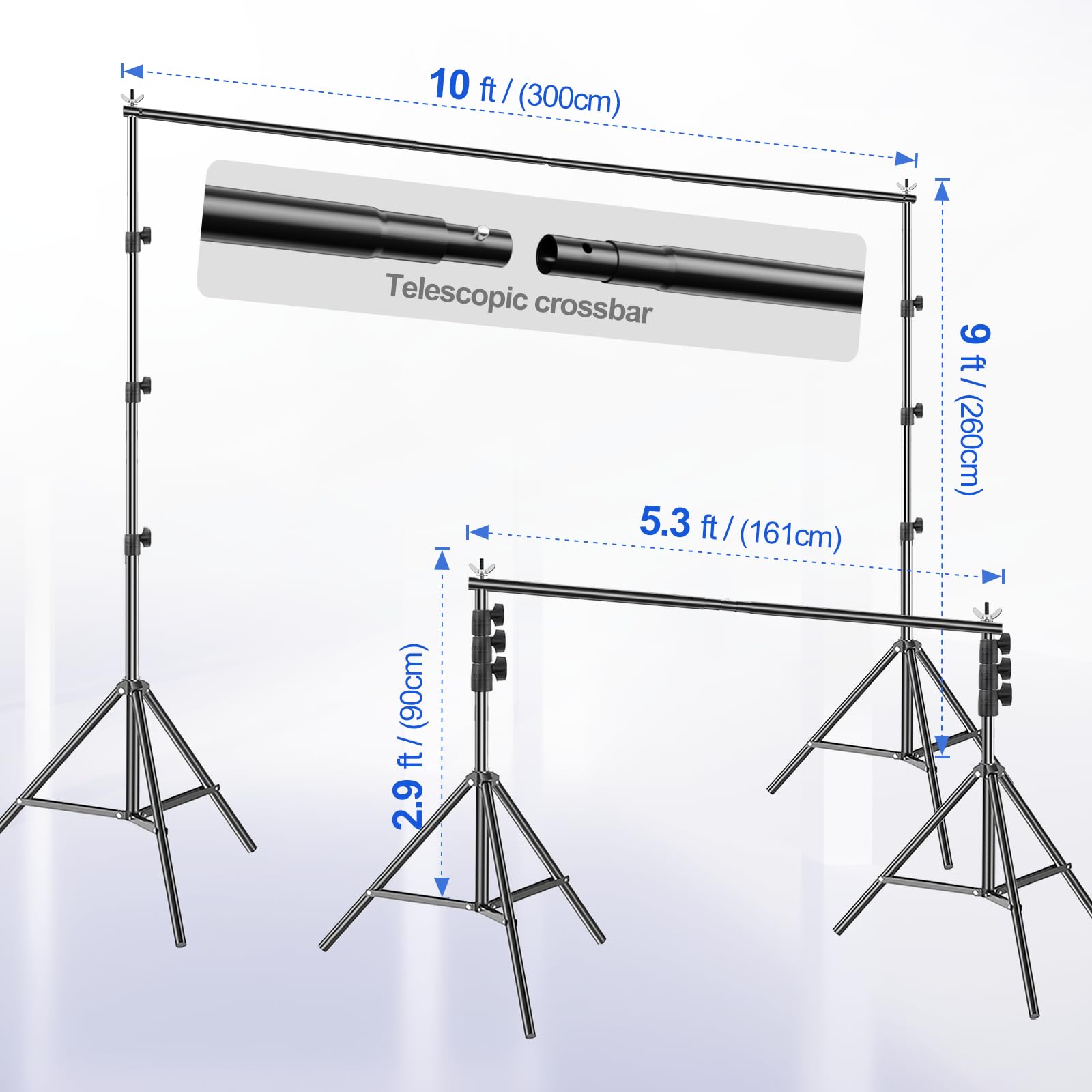 Emart Backdrop Stand,10X9Ft Adjustable Photo Background Stand For Parties Photography, Back Drop Stand Banner Background Holder