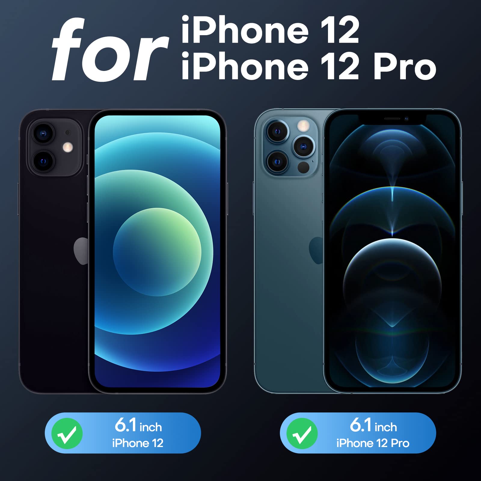 Tauri For Iphone 12 Case/Iphone 12 Pro Case, Compatible With Magsafe [Yellowing Resistant] With 2X Screen Protector, Military Gr